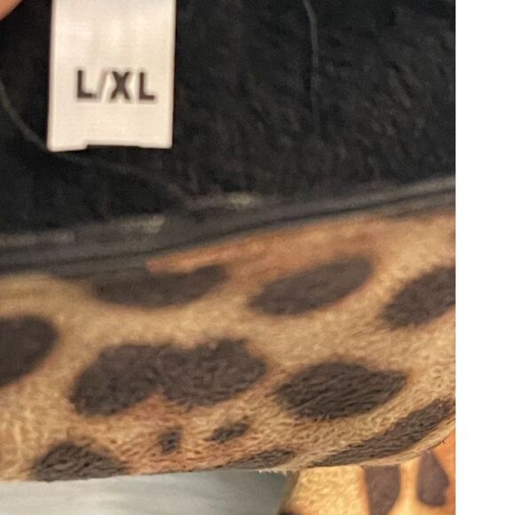 Women's Vintage Cheetah Leopard Print & Black Soft Gloves Faux Leather SIZE L/XL - Picture 5 of 8